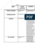 Component: Guide Questions Answers Target Audience Sender/Author Purpose