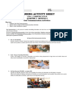 Learning Activity Sheet: Quarter 1-Module 4 Oral Communication Activities