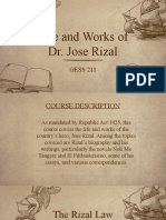 Life and Works of Dr. Jose Rizal: GESS 211