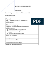 Weekly Dairy For Capstone Project Group: G23 Topic: Furniture Store Website Date: 1 September 2021 To 15 December 2021 Project Diary Report