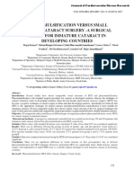 Phacoemulsification Versus Small Incision Cataract Surgery (SICS) A Surgical Option For Immature Cataract in Developing Countries.