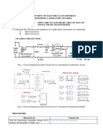 Engineering Laboratory (En19003) Experiment No. 4 (Ee2) : Open Circuit and Short Circuit Test of Single Phase Transformer