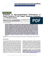 Evaluation of Agro-Morphological Performances of Hybrid Varieties of Chili Pepper (Capsicum Frutescens L.) in Northern Benin