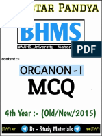 Organon-1 MCQ - 4th BHMS (Old, New, 2015)