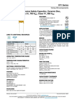 VY1 Series EMI Suppression Safety Capacitor, Ceramic Disc, Class X1, 760 V, Class Y1, 500 V