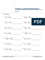 Adding Mixed Numbers (Unlike Denominators) : Grade 5 Fractions Worksheet