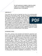 Performance of Partially Replaced Plastic Bottoles (Pet) As Coarse Aggregate in Producing Concrete