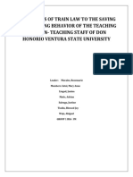 The Effects of Train Law To The Saving and Spending Behavior of The Teaching and Non