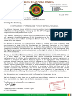 Afridu Letter To HRM King Diete Spiff of Visitation