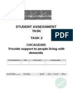 Student Assessment Task Task 2: CHCAGE005 Provide Support To People Living With Dementia