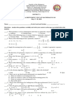 District Achievement Test of Math 10 WITH Answer Key