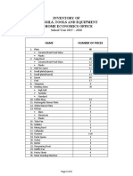 Inventory of Utensils, Tools and Equipment in Home Economics Office