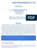 (Lecture-1) Topic: Introduction of C++: EE 355 A: Computer Programming in C++ (E)