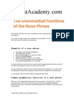 Grammatical Functions of A Noun Phrase