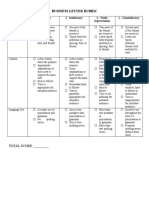 Business Letter Rubric