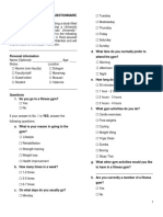 Questionnaire - A Feasibility Study On Establishing A University Fitness Gym in Central Mindanao University