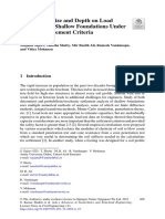 Influence of Size and Depth On Load Capacities of Shallow Foundations Under Limiting Settlement Criteria