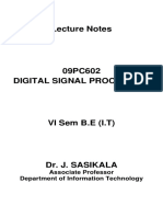 09PC602 - Digital Signal Processing VI Sem BE (IT) Notes