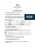 CBSE Class 9 Chemistry Worksheet - Atoms and Molecules