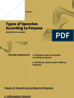 Types of Speeches According To Purpose