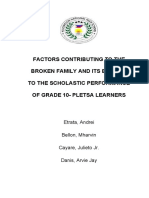 Factors Contributing To The Broken Family and Its Effects To The Scholastic Performance of Grade 10