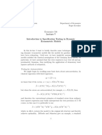 Economics 536 Introduction To Specification Testing in Dynamic Econometric Models