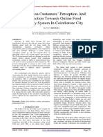 A Study On Customers' Perception and Satisfaction Towards Online Food Delivery System in Coimbatore City