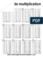 Tables de Multiplication Noir Et Blanc A4 Portrait