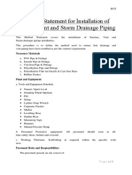 Method Statement For Installation of Sanitary Vent Storm Drainage Piping