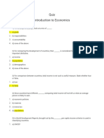 Introduction To Economics Quiz