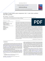 Leaching of Waste Battery Paste Components. Part 1 Lead Citrate Synthesis From PbO and PbO2