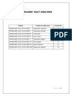 Inorganic Salt Analysis Record Writing