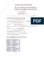 OFFICE AUTOMATION QUESTION June 2018