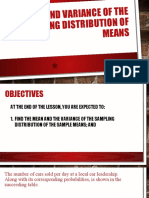 Means and Variance of The Sampling Distribution of Sample Means