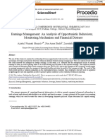 Earnings Management: An Analysis of Opportunistic Behaviour, Monitoring Mechanism and Financial Distress