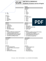 Focus3 2E Unit Test Vocabulary Grammar UoE Unit6 GroupA B ANSWERS