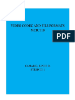 Video Codec and File Formats Mcict10: Camarig, Kinjie D. Btled Iii-1