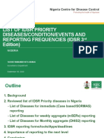 List of Idsr Priority Diseases/Condition/Events and Reporting Frequencies (Idsr 3 Edition)