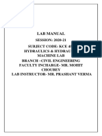 Hydraulics Hydraulic Machine Lab Manual