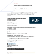 Machine Learning Hands-On Programs Program 1: Linear Regression - Single Variable Linear Regression