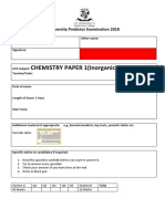 CHEMISTRY PAPER 1 (Inorganic & Physical) : University Predictor Examination 2018