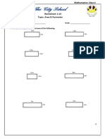 Class 4 Math Worksheet 2.13 - Area and Perimeter