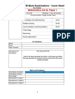 Mathematics MAA SL Mock P1 2023