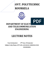 Skdav Govt. Polytechnic Rourkela: Department of Electronics and Telecommunication Engineering