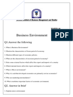 Business Environment Question Paper PDF