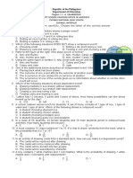 SUMMATIVE TEST Math 10 3rd QTR Probability