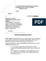 Pinellas County Motion For Judicial Notice Gleason Vs Pinellas County Supervisor of Elections