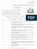 Parts of An Essay Worksheet - For Students