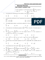 Binomial Theorem - Previous Year Questions Bank - Final