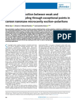 Continuous Transition Between Weak and Strong Coupling by Exceptional Point